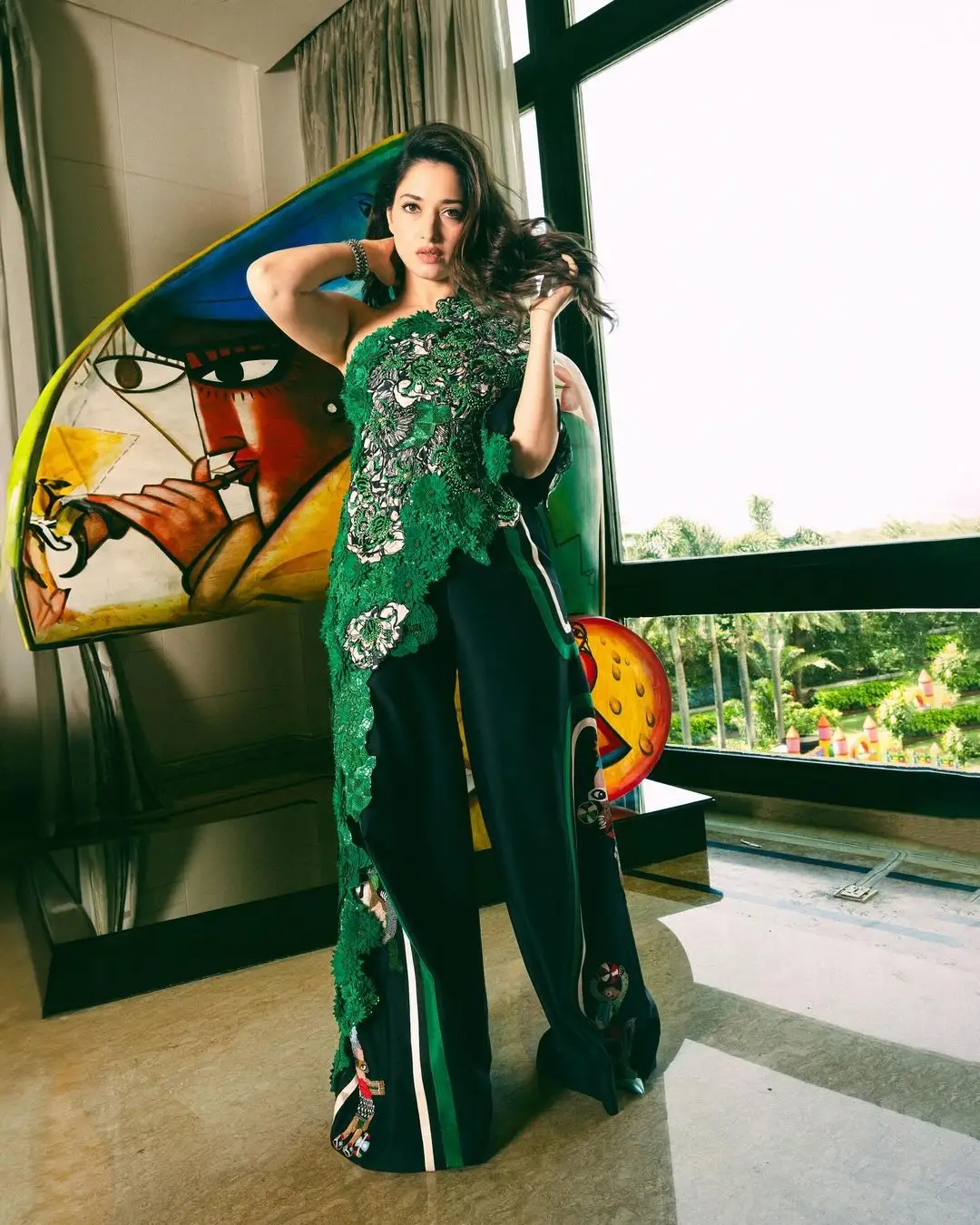 Bollywood Actress Tamanna Bhatia Stills In Green Gown